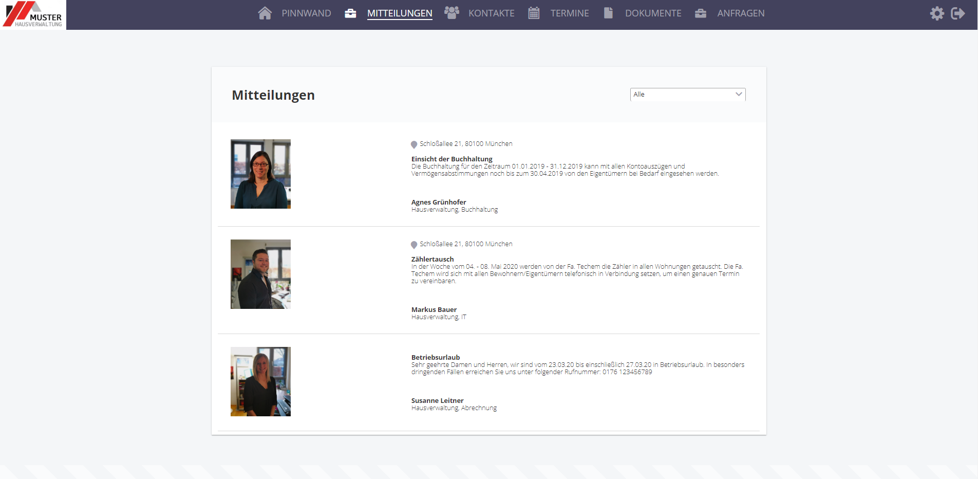 Win-CASA-Portal-Mitteilungen